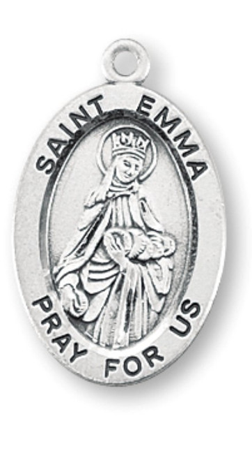 Patron Saint of lost families - Sterling silver oval medal with a 18" genuine rhodium plated curb chain. Dimensions: 0.9" x 0.6" (22mm x 14mm). Weight of medal: 1.9 Grams. Medal comes in a deluxe velour gift box. Engraving option available. Made in the USA