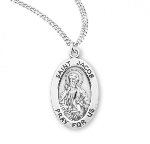 Sterling Silver Oval St. Jacob Medal - 20" Chain