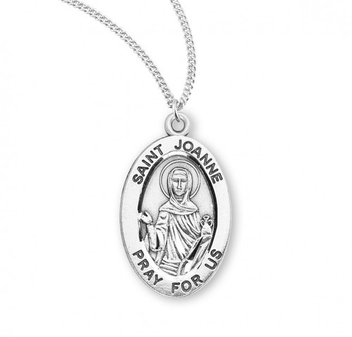 Sterling Silver Oval St. Joanne Medal - 18" Chain