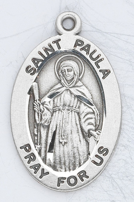 Patron Saint of Widows ~ 7/8" sterling silver oval medal with a 20" genuine rhodium plated chain.  Comes in a deluxe velour gift box. Engraving option available.

 