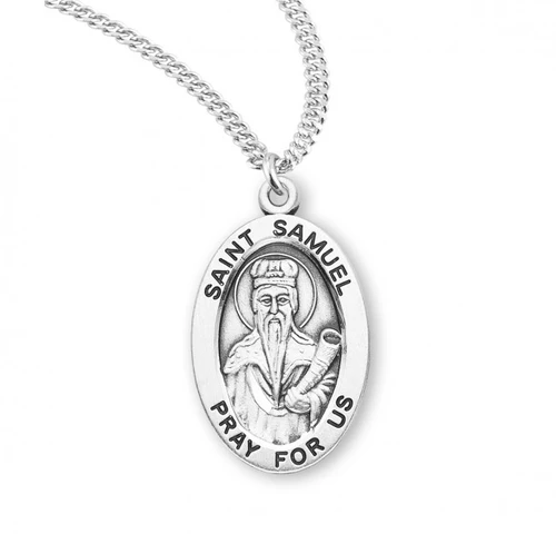 Sterling Silver Oval St. Samuel Medal - 20" Chain