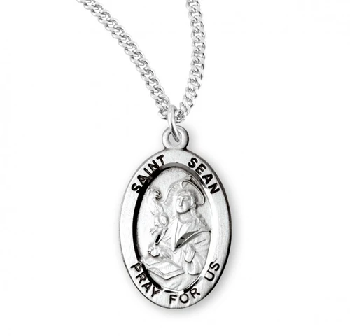 Sterling Silver Oval St. Sean Medal - 20" Chain