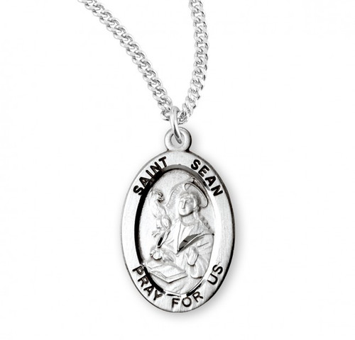 Sterling Silver Oval St. Sean Medal - 20" Chain