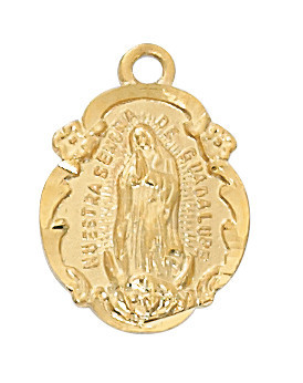 Gold-over Sterling Silver Scalloped Our Lady of Guadalupe Medal 