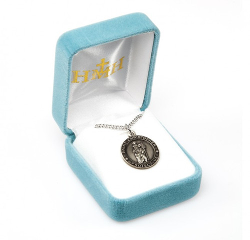 Sterling Silver Round St. Christopher Medal - 18" Chain