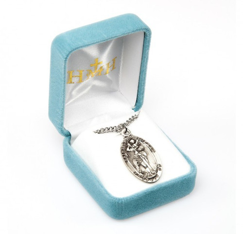 Sterling Silver Oval Saint Christopher Medal - 24" Chain