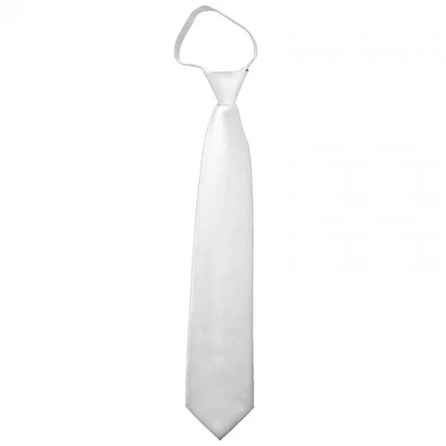 Boys Pre-tied  Zipper White Tie 