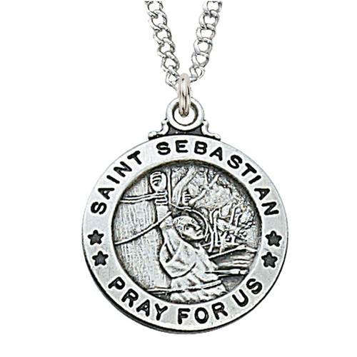 Sterling Silver St. Sebastian Medal - 20" Chain