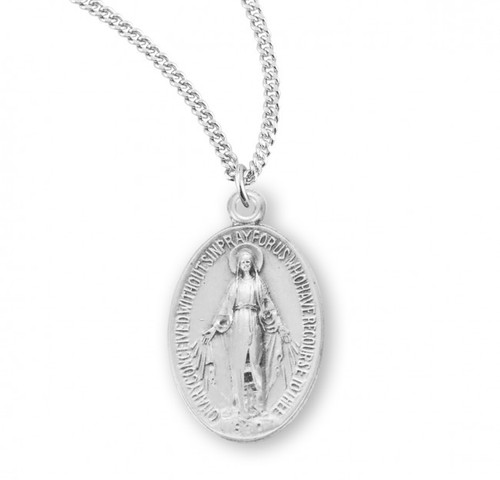 Sterling Silver or Gold-over Sterling Silver Oval Miraculous Medal - 18" Chain