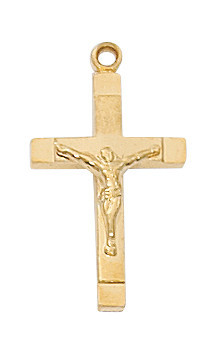 Gold-over Sterling Silver Crucifix Pendant - 16" Chain
