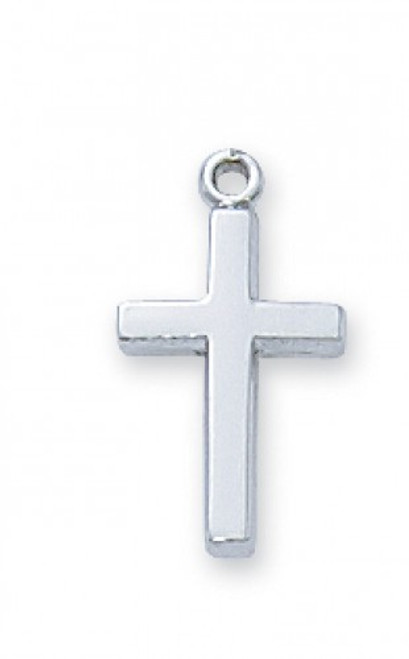 Sterling Silver Cross or Gold Over Sterling Silver Cross for Baby! Cross comes on a 13" Rhodium Plated Chain.  The cross is 13/16" in Length.  A deluxe gift box is included

