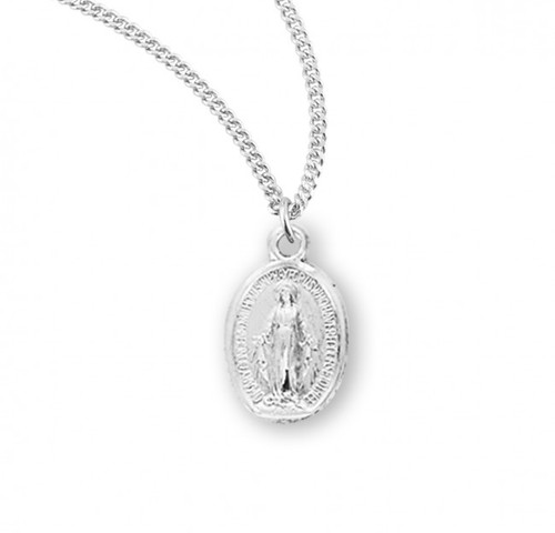 Sterling Silver Tiny Miraculous Medal - 18" Chain