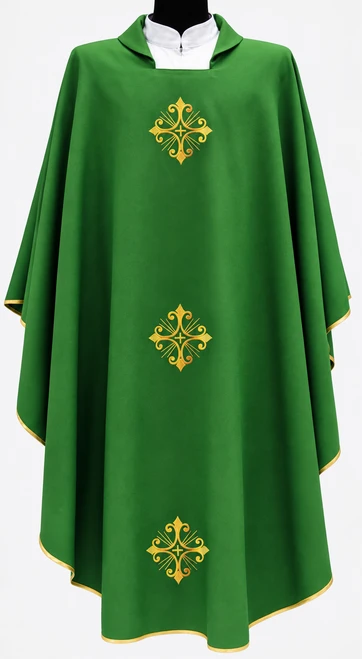 Primavera Chasuble with Three Gold Crosses and Inside Stole