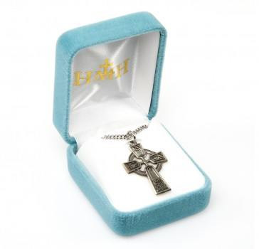 Sterling Silver or Gold-over Sterling Silver Large Celtic Cross Pendant - 24" Chain