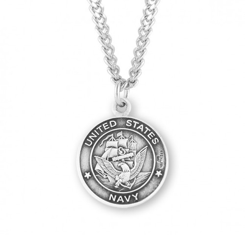 Sterling Silver United States Navy St. Christopher Medal - 24" Chain
