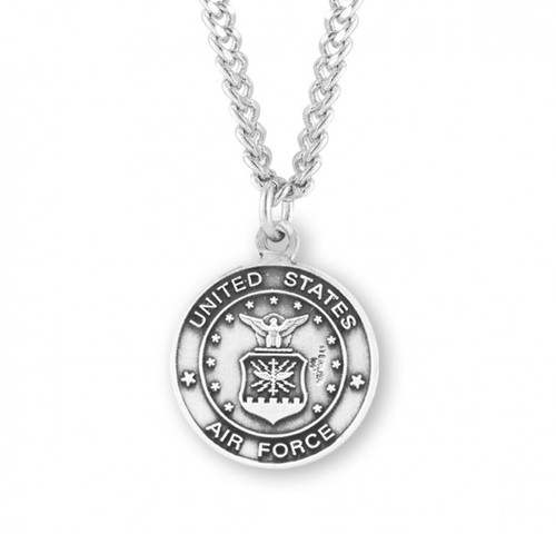Sterling Silver Air Force St. Christopher Medal - 24" Chain