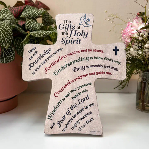 Gifts of the Holy Spirit Standing Cross Plaque 