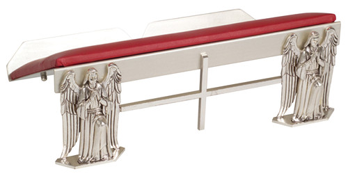 Two angels, silver plated, red leather padding. 5˝H. x 15˝W. x 10˝D