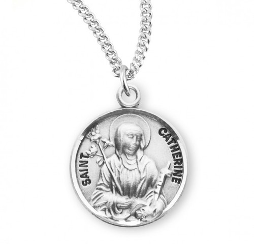 Sterling Silver Round St. Catherine of Siena Medal