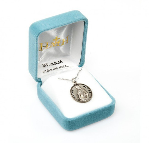 Sterling Silver Round St Julia Medal