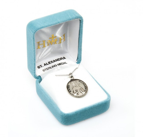 Sterling Silver Round St. Alexandra Medal