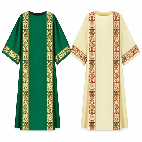Dupion Round Plain Neck Dalmatic with Regina Brocade Orphreys