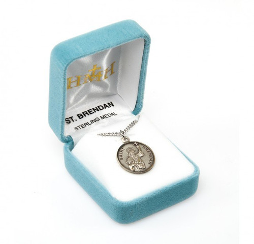 Sterling Silver Round St Brendan Medal