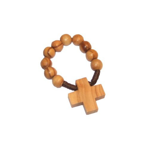  Traditional rosary ring in olive wood finish