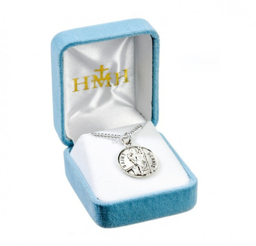 Sterling Silver Round St Dennis Medal