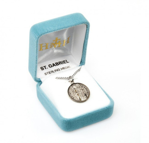 Sterling Silver Round St Gabriel Medal