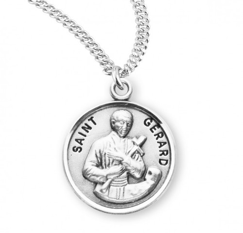Sterling Silver Round St Gerard Medal - 20" Chain
