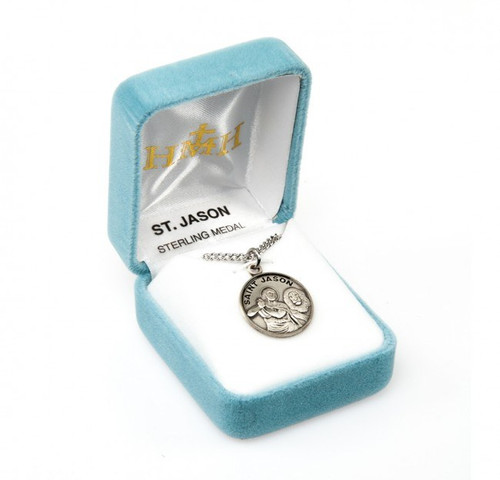 Sterling Silver Round St Jason Medal