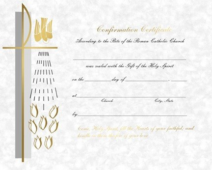 Parchment Confirmation Certificates - Blank or Pre-Printed
