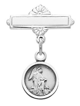 Sterling Silver or Gold-over Sterling Silver Guardian Angel Bar Pin