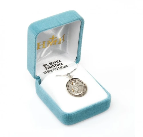 Sterling Silver Round St. Faustina Medal - 18" Chain