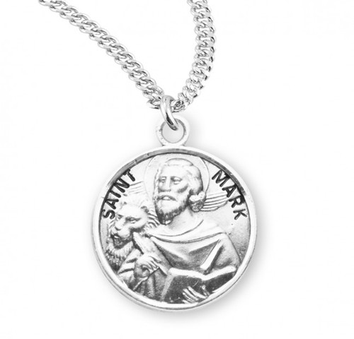 Sterling Silver Round St. Mark Medal - 20" Chain