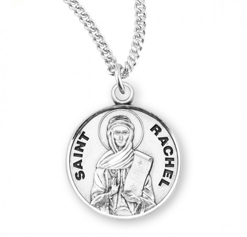 Sterling Silver Round St. Rachel Medal - 18" Chain