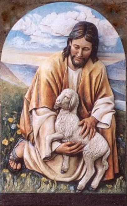 Jesus Holding the Lamb Wall Relief