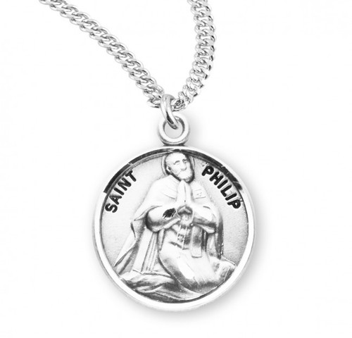 Sterling Silver Round St. Philip Medal - 20" Chain