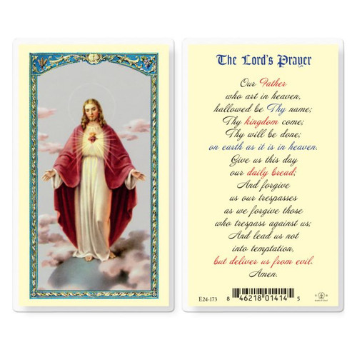 Sacred Heart of Jesus - The Lord's Prayer Laminated Holy Card 