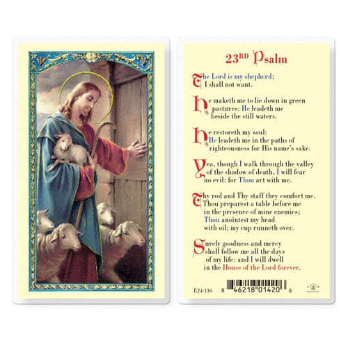 Good Shepherd - Twenty-Third Psalm Laminated Holy Card 