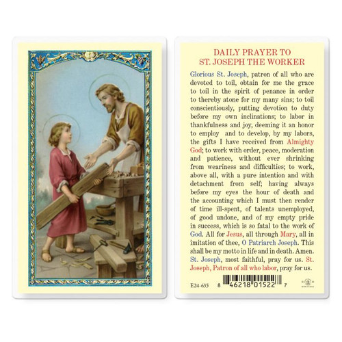 St. Joseph the Worker Laminated Holy Card 