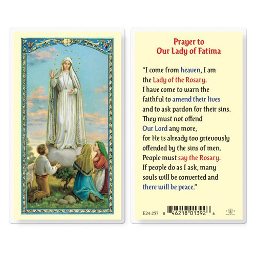 Our Lady of Fatima Laminated Holy Card 