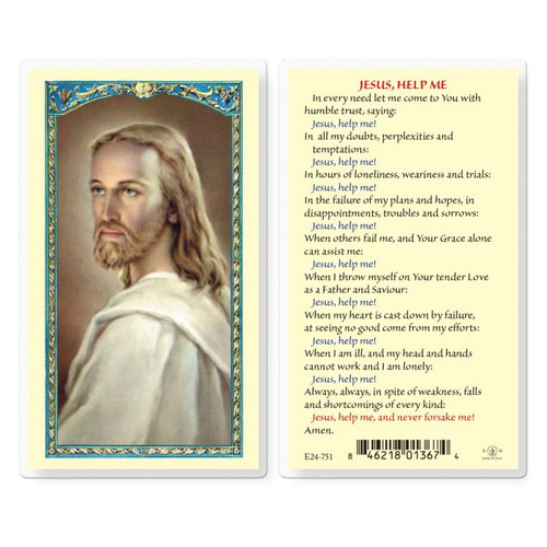 Head of Christ - Jesus Help Me Laminated Holy Card 