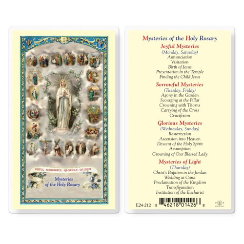 Mysteries of the Rosary Laminated Holy Card 