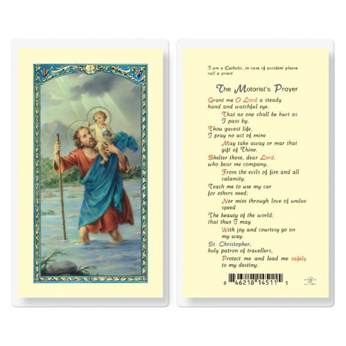 Motorist Prayer - St. Christopher Laminated Holy Card 