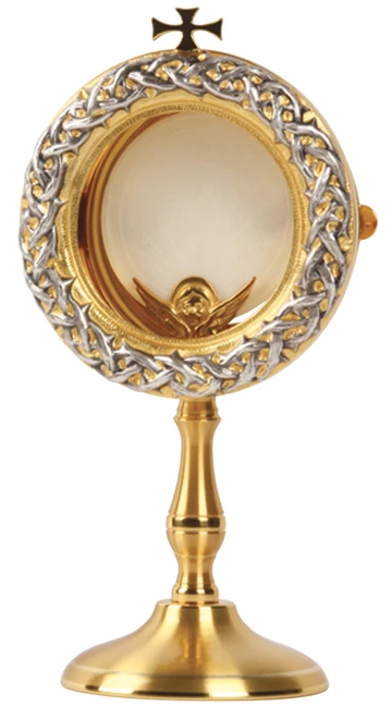 24K Gold & Silver-Plated Chapel Monstrance with Crown of Thorns – 9" H
