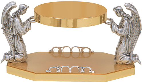 24K Gold-Plated Thabor with Oxidized Silver Adoring Angels