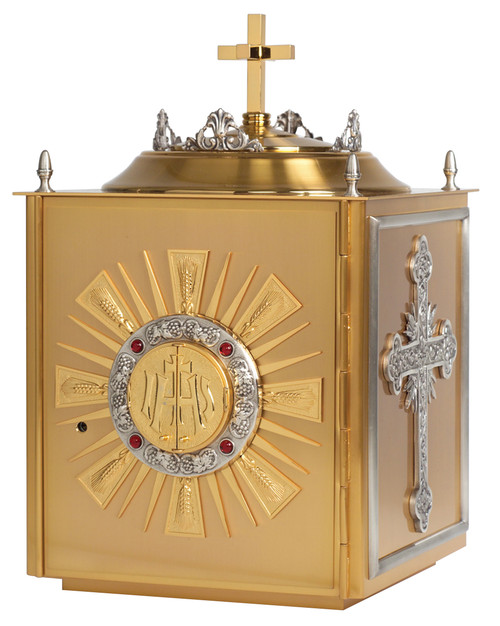 24K Gold-Plated Tabernacle with Silver Accents & Luna – 18" H
