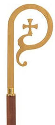 Bishop’s Crozier with Walnut Staff – 24K Gold, Stainless Steel or Satin Brass – 72"